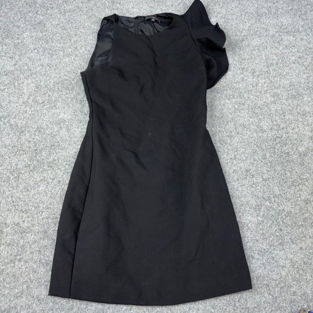 Lulus Ruffle Shoulder Mini Dress Womens XS Black Sleeveless Cocktail Party Chic